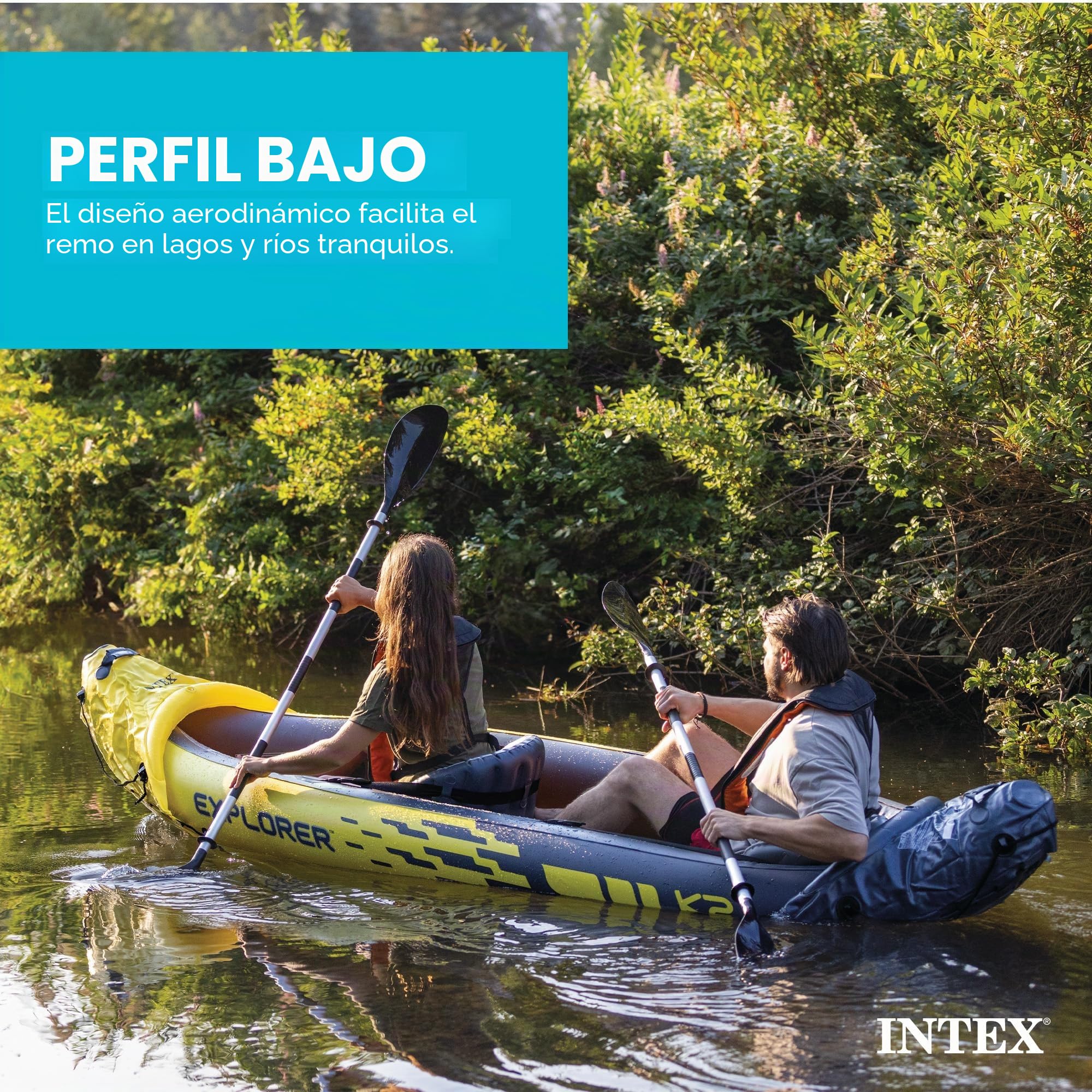 Intex Explorer K2 Kayak 2-Osobowy Nadmuchiwany Kajak z Aluminiowymi Wiosłami i Wysokowydajną Pompą