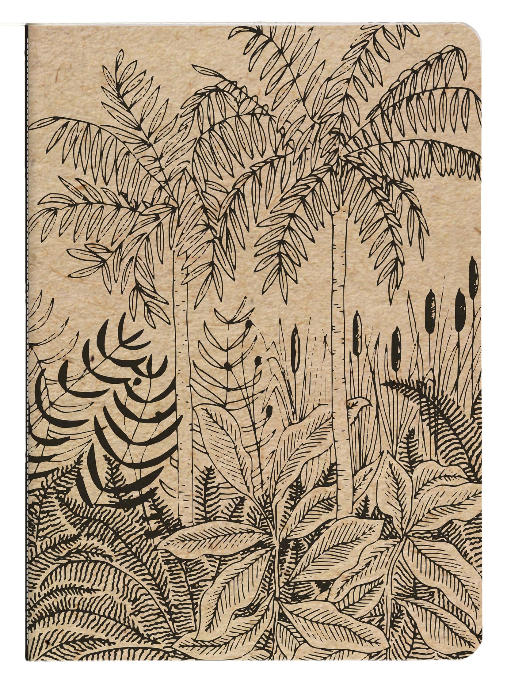 Clairefontaine 116037C - A Stitched Notebook Nature Patterns Kraft Cover - A5 14.8x21cm 64 Lined Pages Ivory Paper 90g - Le Cerisier Blanc Collection - Mixed