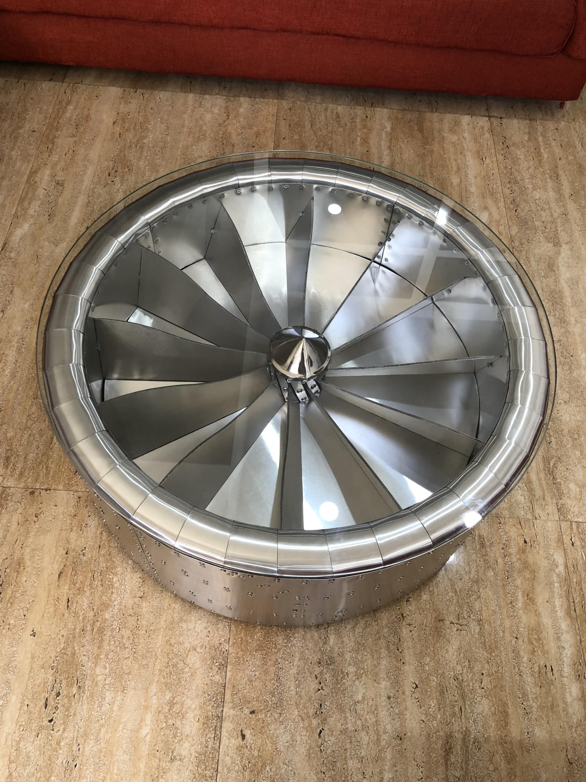 ARTIZANSTORE Round Aviator Jet Engine Turbine Coffee Table