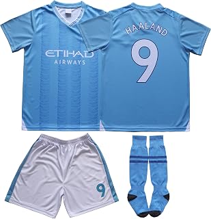 LULIDI Youth Sportswear Man Erling Haaland 9 Kids Home Soccer Jersey/Shorts Football Socks Set