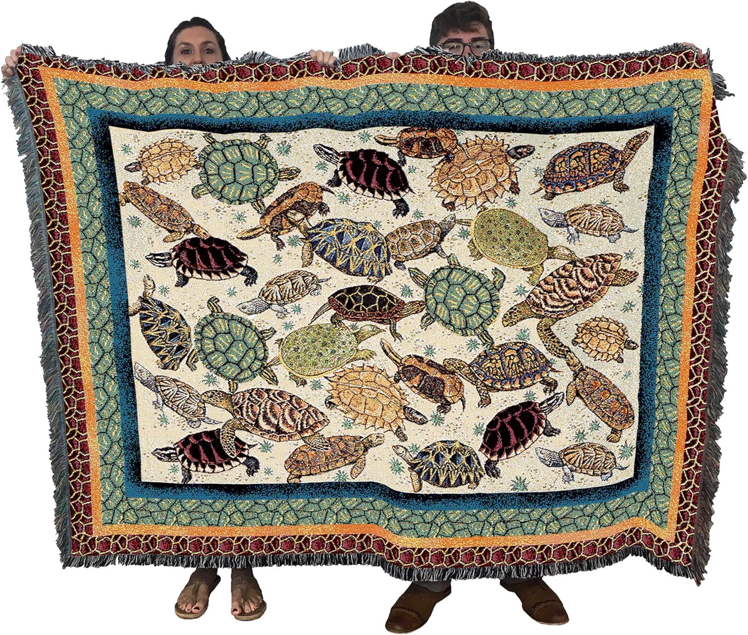 Pure Country Weavers Turtles Blanket by Elena Vladykina - Garden Floral Gift Tapestry Throw Woven from Cotton - Made in The USA (72x54)