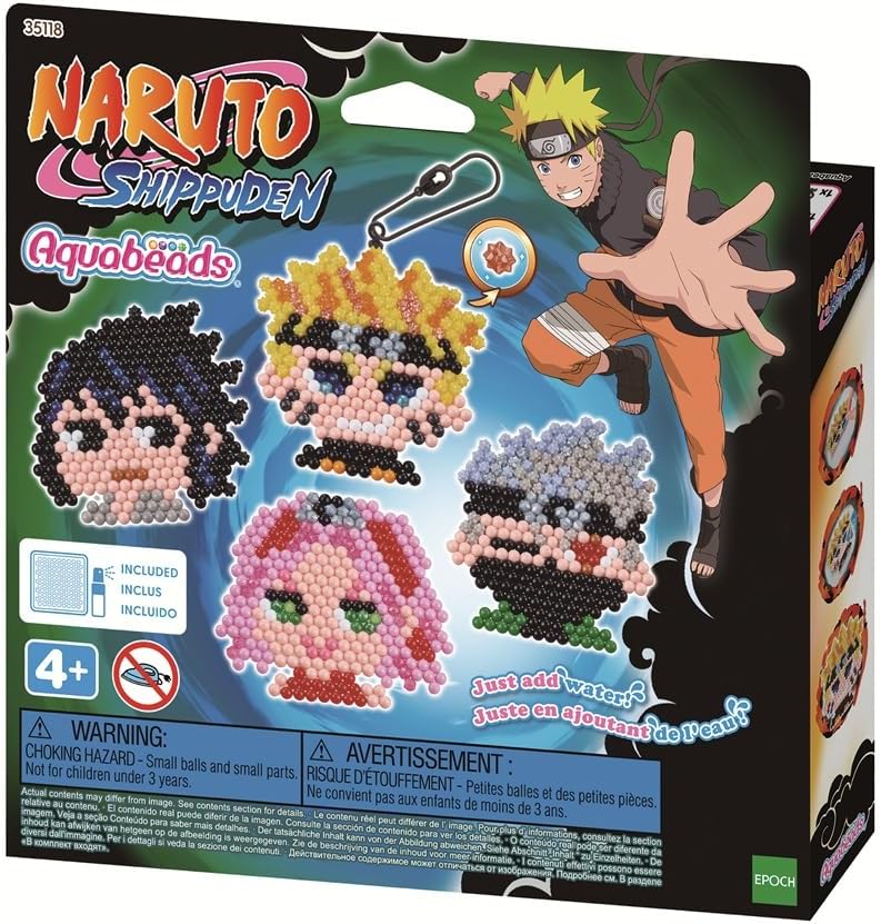 Aquabeads - Naruto Keychain Craft Kit - Creative Kit - Children's Manual Activity - Set of Beads That Stick with Water - Toy for Children Ages 4+ - 35118