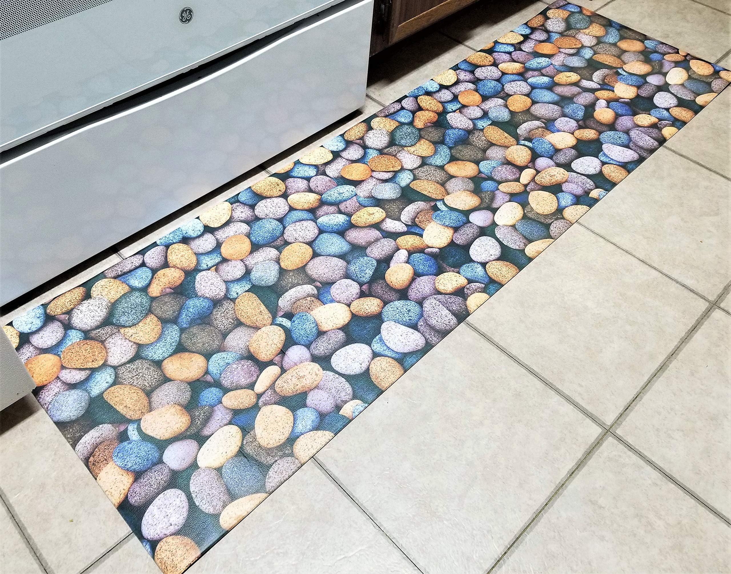 HKN Retails Kitchen Rug, Comfort Heavy Duty Standing Mats, Ergonomic Non-Toxic Waterproof PVC Non Slip Washable Anti Fatigue Kitchen Floor Mat for Indoor Outdoor, (17.72"X29.53", Cobblestone)