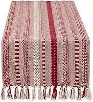 Vista 15 de DII Farmhouse - Camino de mesa trenzado a rayas, 15x72 (15x77, con flecos incluidos), verde antiguo