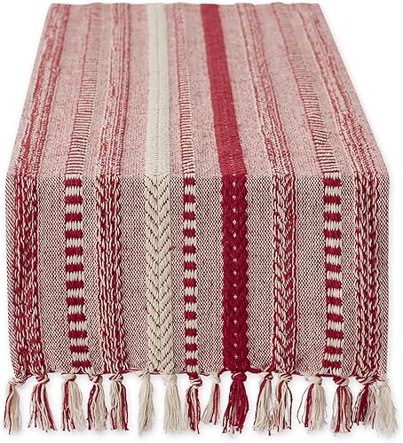 Vista 64 de DII Farmhouse - Camino de mesa trenzado a rayas, 15x72, azul marino