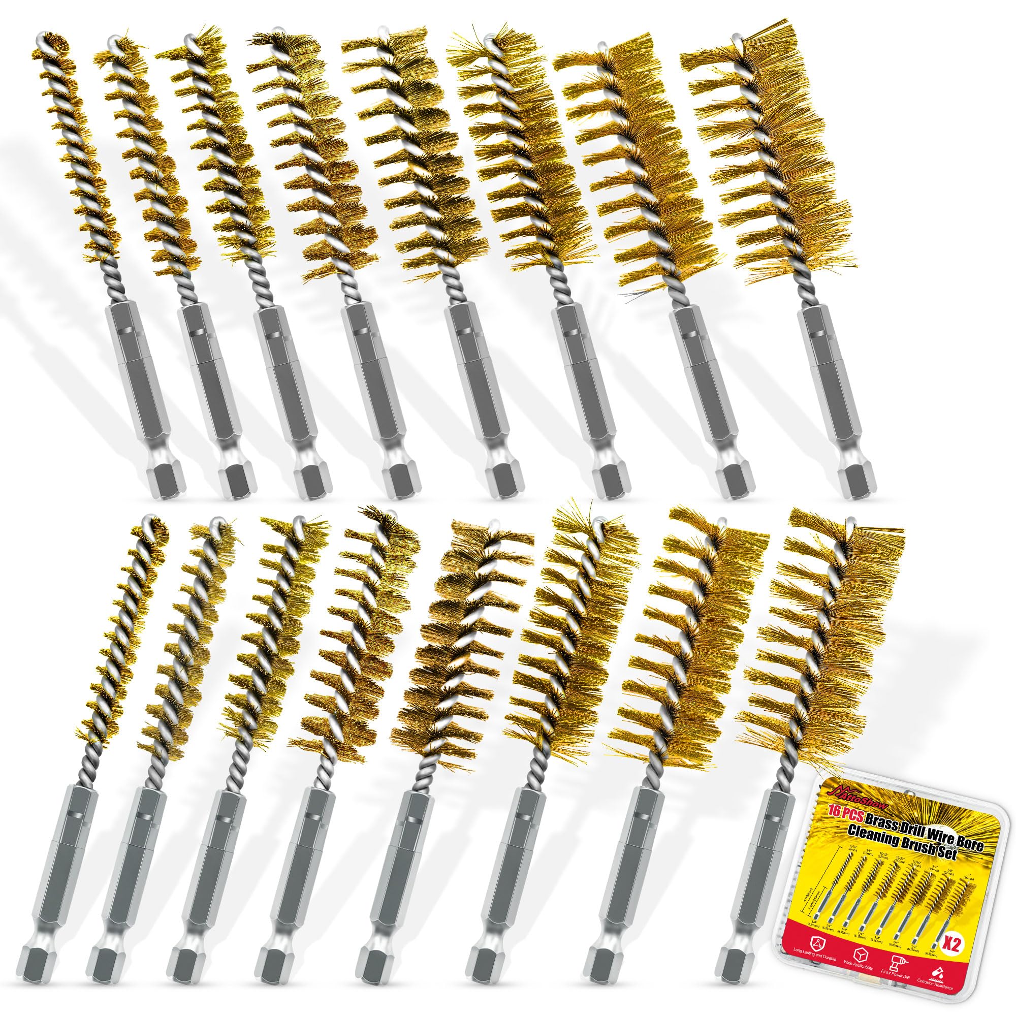 Bore Brush Set - 16 Piece for Cleaning Metal -1