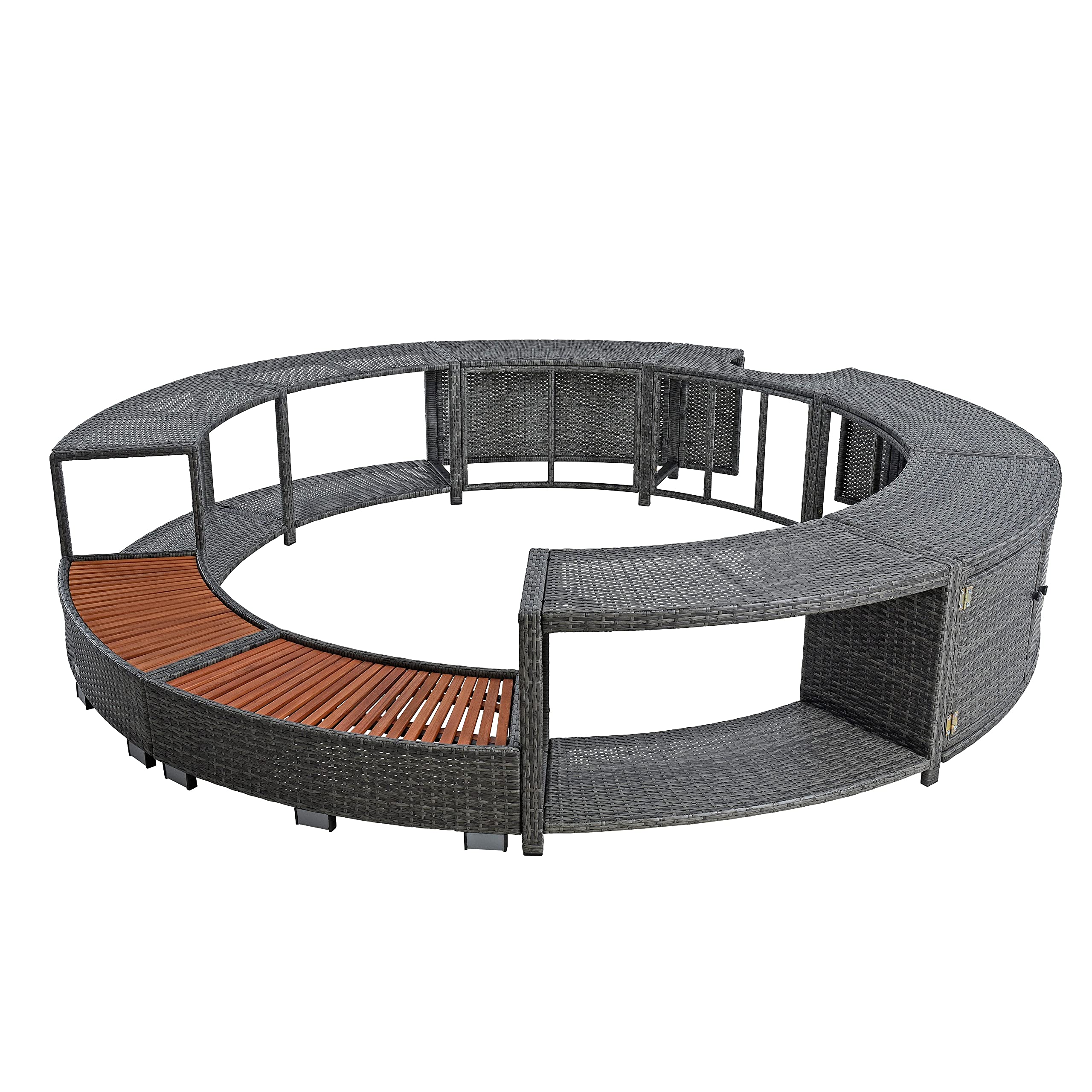 ESTEXO Poolumrandung Poolverkleidung Whirlpool Umrandung Polyrattan Verkleidung Einfassung Rund 200 cm (Anthrazit-Grau)