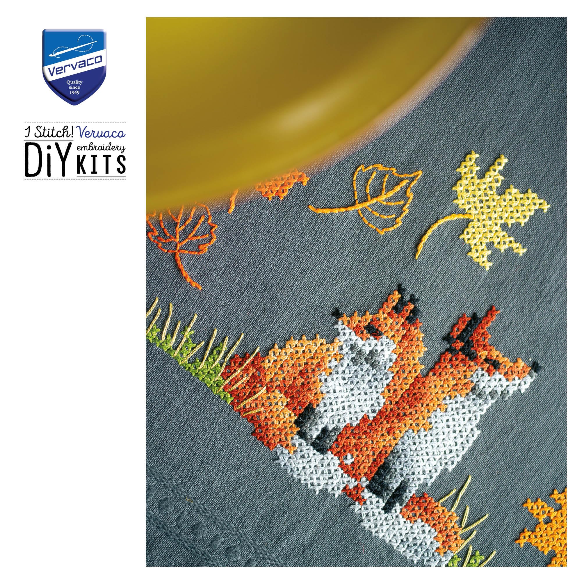 VERVACO Kit Punto Croce Prestampato Centrotavola VOLPI IN AUTUNNO Biancheria Da Tavola Set Fai Da Te Creativo 40 x 100 cm Kit Hobby Creativi Adulti Casa Decor Cross Stitch Runner