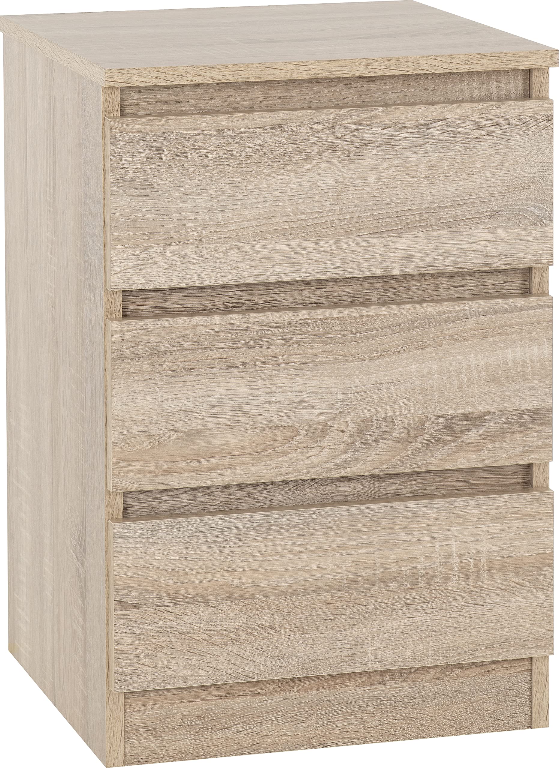 Seconique Malvern 3 Drawer Bedside - Sonoma Oak
