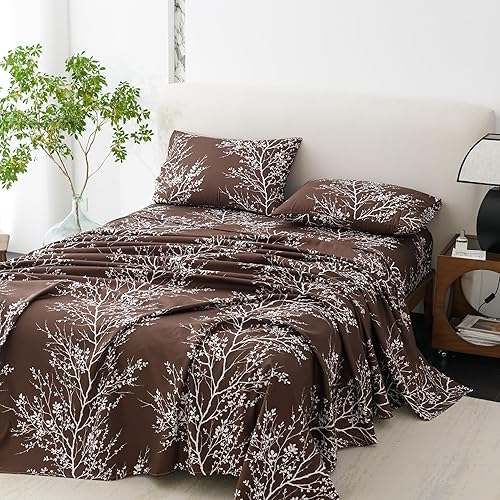 Spirit Linen home Juego de sábanas tamaño King  Sábanas de microfibra pura poliéster de 4 piezas, sábanas bajeras y fundas de almohada - Sábanas