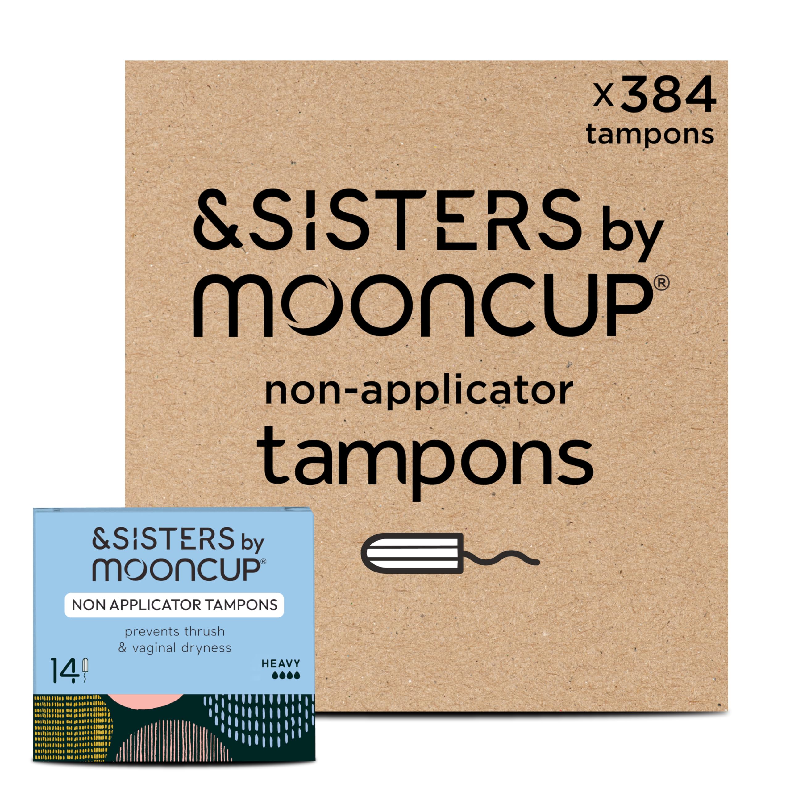 &SISTERS® Mooncup Tampony bez aplikatora Heavy/Super Flow Plus, 100% bawełna organiczna, 336 tamponów