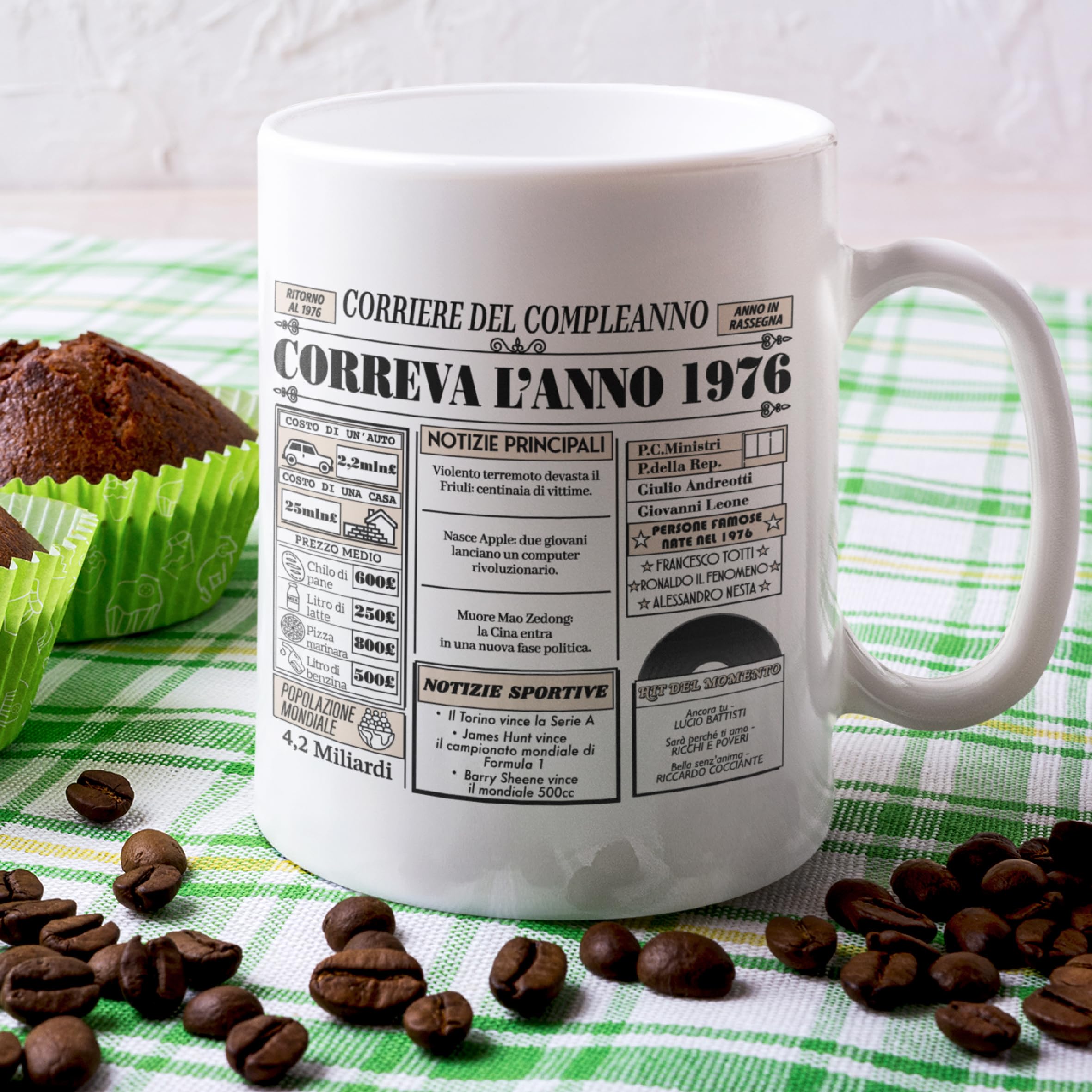 Tazza Regalo 50 Anni Donna Uomo - Correva l'Anno 1976 - Idee Regalo Compleanno