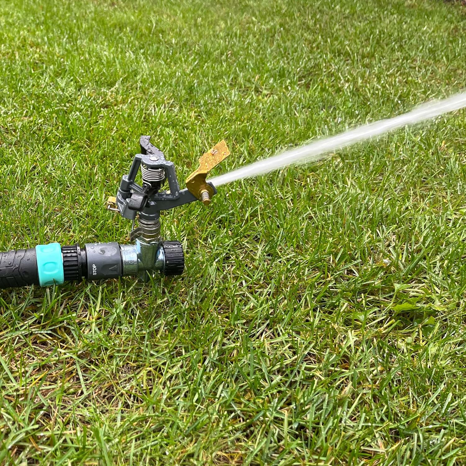 Lawn Pulsating Impact Sprinkler 300010, Medium Duty on Spike, Adjustable to 360 Degrees by New England Garden Tools