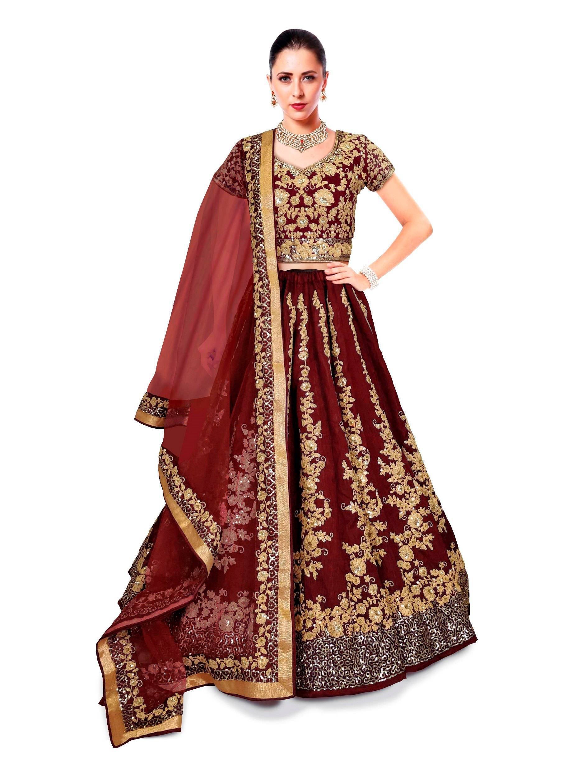 zeel clothing Women's Raw Silk Semi-Stitched Lehenga Choli-picture-17