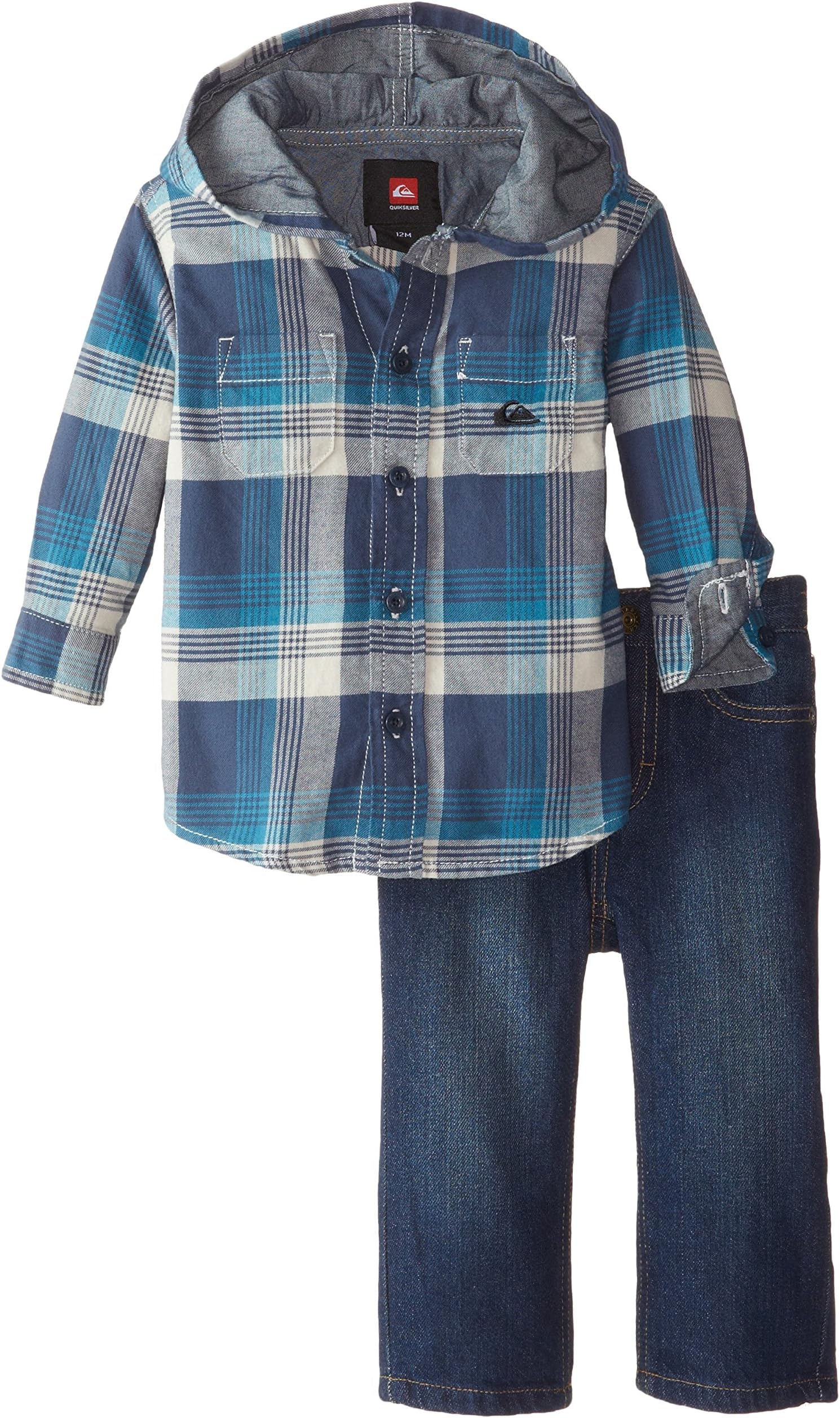 Quiksilver Baby Boys' Flannel Hooded Shirt with Jeans