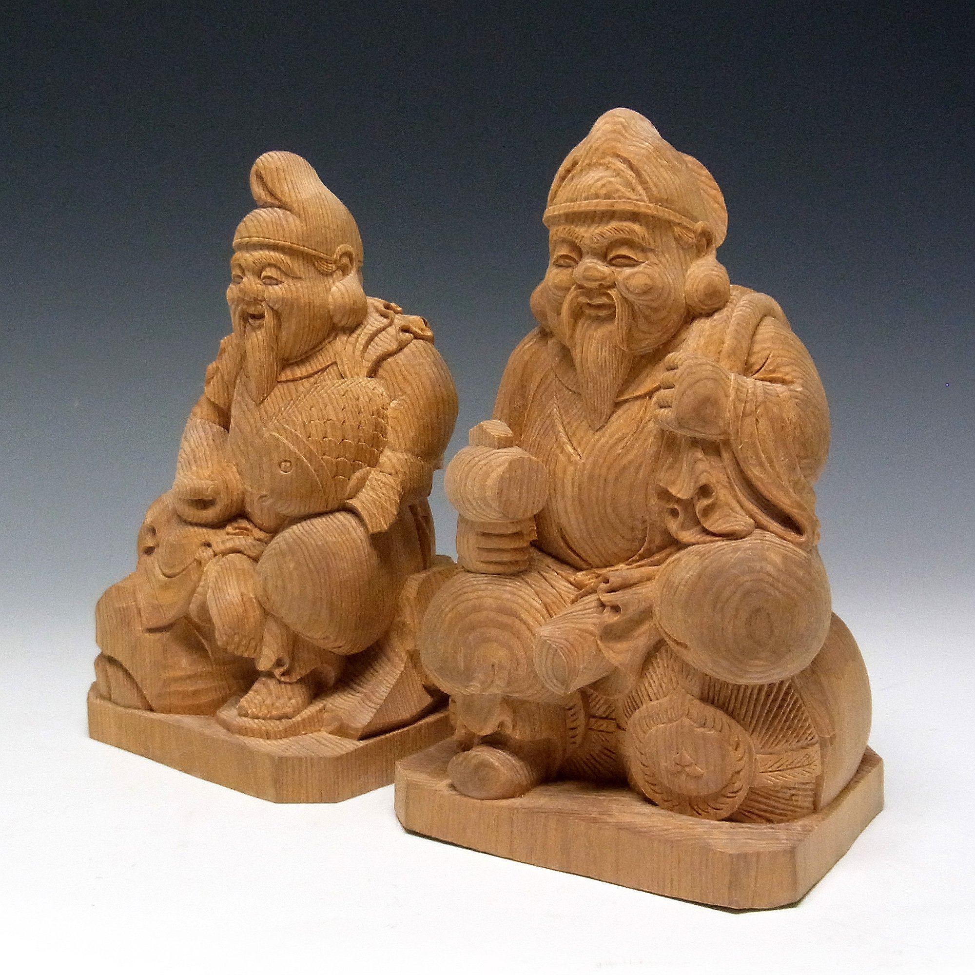 Amazon.co.jp: 楠 木彫り 恵比寿大黒 置物 16cm : ホーム＆キッチン
