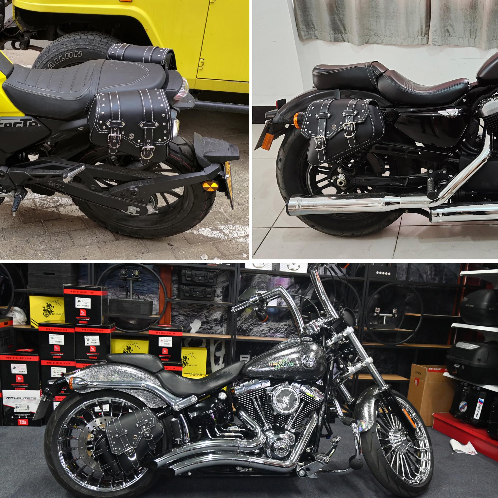 Sacoches de selle de moto | Sacs latéraux en similicuir PVC | Sacs latéraux à bras oscillant imperméables | Sac à outils latéral | Sac à outils de rangement universel pour moto | avec