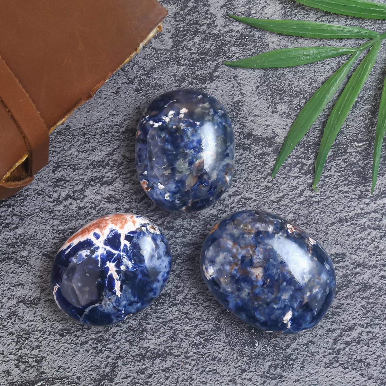 55-60mm Sodalite Palm Stone - Worry Stone Natural Chakra Healing Reiki Polished Stone Pocket Hand Carved Crystal and Healing Stone Crystal Grid Supplies Meditation, Spa & Therapy Energy Balancing - Image 9