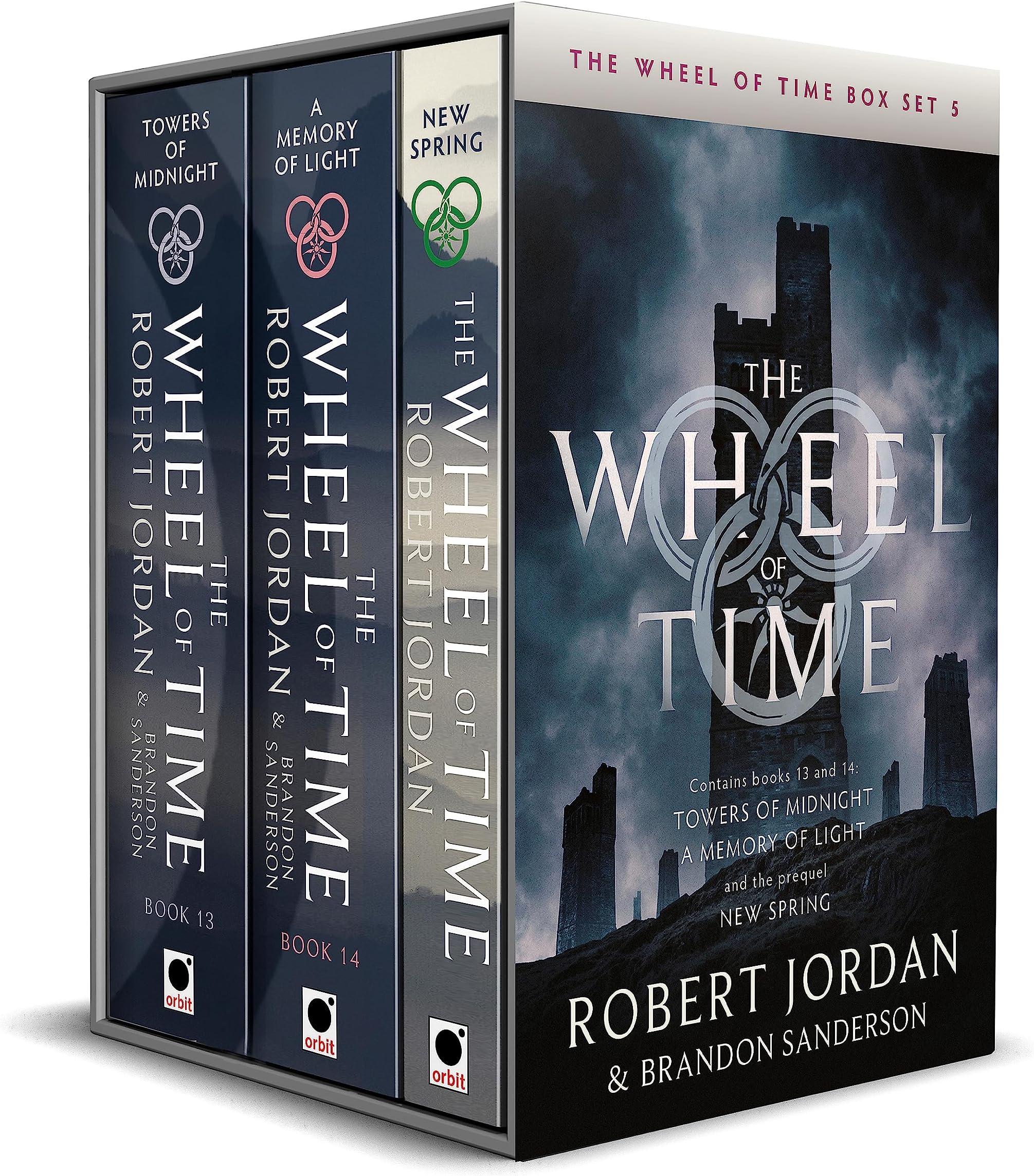 The Wheel of Time Box Set 5: Books 13, 14 & prequel (Towers of Midnight, A Memory of Light, New Spring) (Wheel of Time Box Sets)