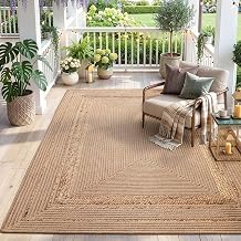 DEXI Jute Rug Natural Fiber 5x8, Braided Woven Area Rugs No Shed, Soft Neutral Rustic Carpet Mat for Indoor Entryway Outdoor Patio Dining Living Room Bedroom Farmhouse, Beige/Natural