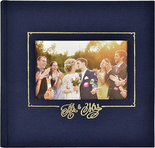 MCS MBI 860157 Mr. & Mrs. - Álbum de fotos de boda, 8.5 x 8.5, azul marino