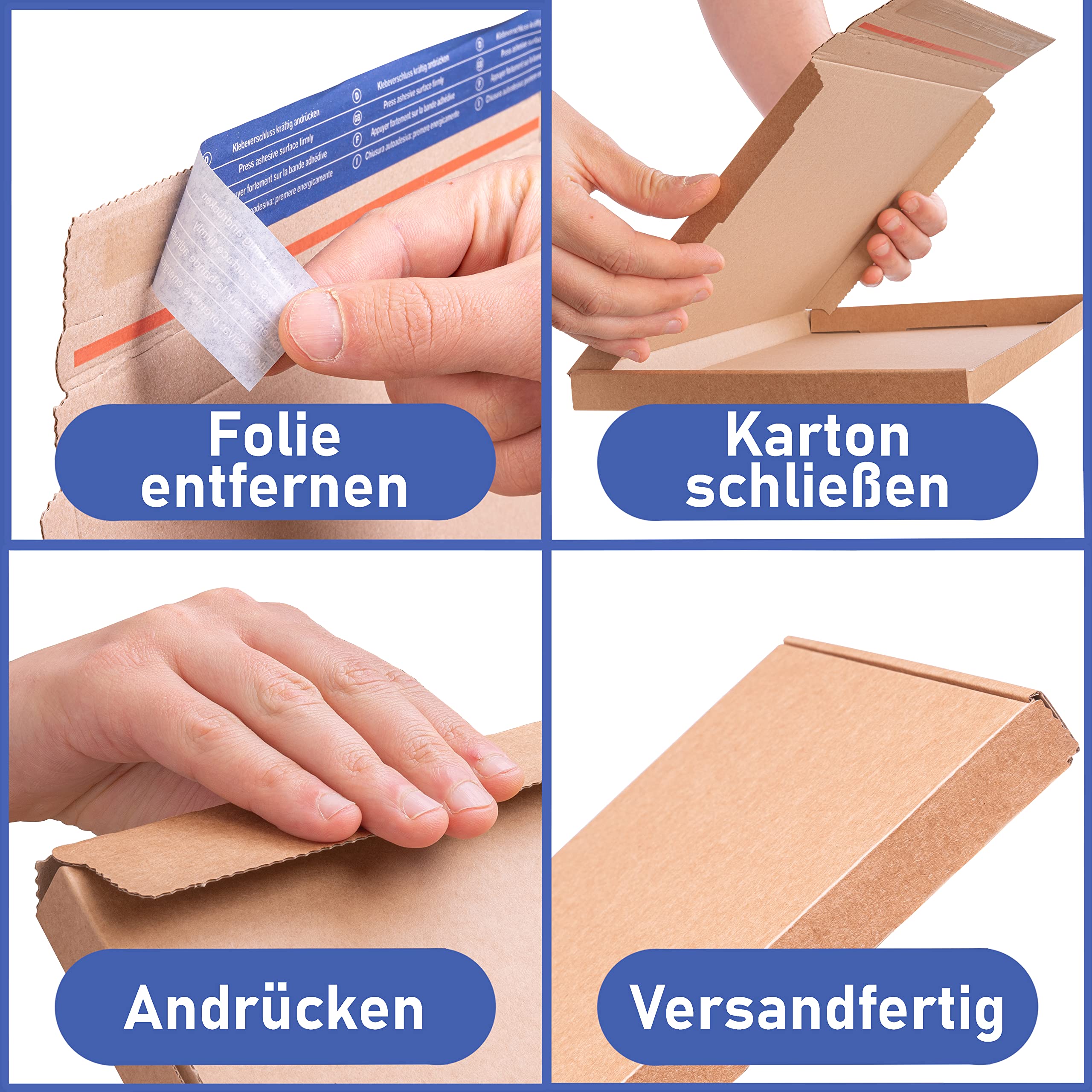 BIGtec 350 Großbriefkartons 300 x 200 x 20mm braun Faltschachtel Post Großbrief Karton Versand Verpackung Postkarton Selbstklebeverschluss selbstklebend Aufreißfaden DHL Paket Päckchen DPD Hermes GLS