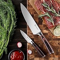 Vista 3 de KEEMAKE Professional Chef Knife Set 2 Pieces - Kitchen Knives High Carbon Stainless Steel Ultra Sharp Blade & Ergonomic Pakkawood Handle, Perfect