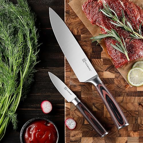 Miniatura 3 de KEEMAKE Juego de cuchillos de chef profesional, 2 piezas, cuchillos de cocina de acero inoxidable de alto carbono, hoja ultra afilada y mango