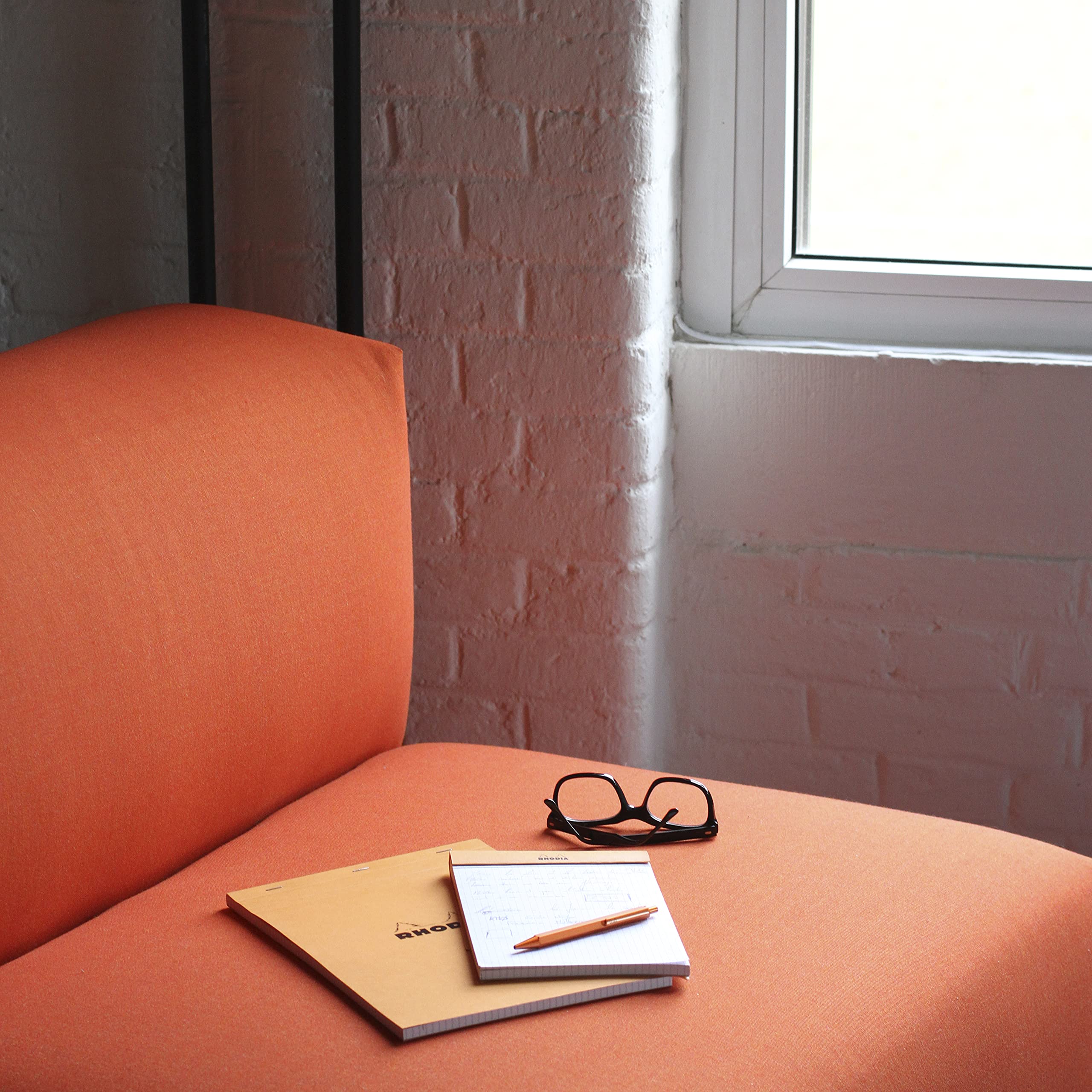 RHODIA 13200C, Stapled Notepad N°13 Orange, A6, Small Squares, 80 Detachable Sheets, 80G Clairefontaine Paper - Image 4