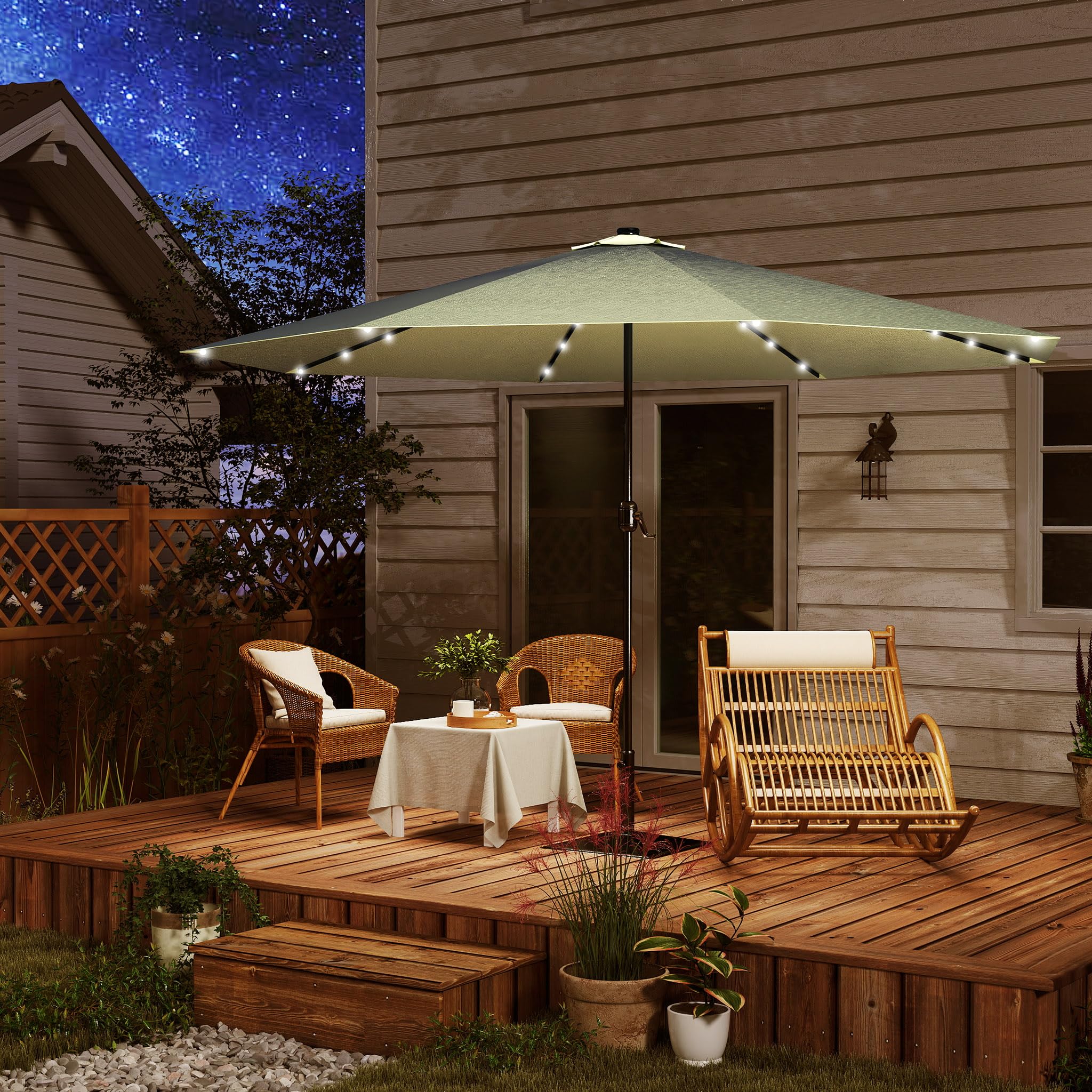 ACXIN Ombrellone in alluminio, 350 cm, protezione UV 40+, ombrellone da giardino, con manovella, per mercati, terrazze, con manovella, impermeabile