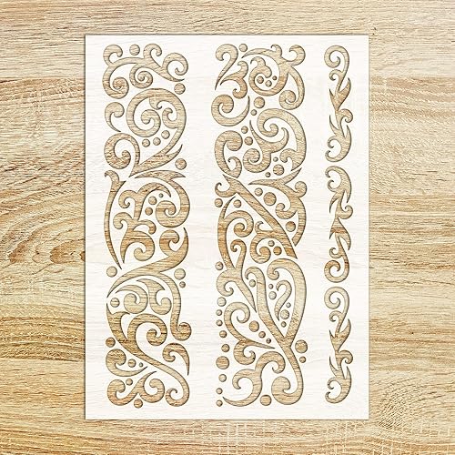 Plantilla decorativa FLONZ de 6 x 8 pulgadas, paneles florales Art Deco para pintura de pared, álbumes de recortes y decoración de tartas