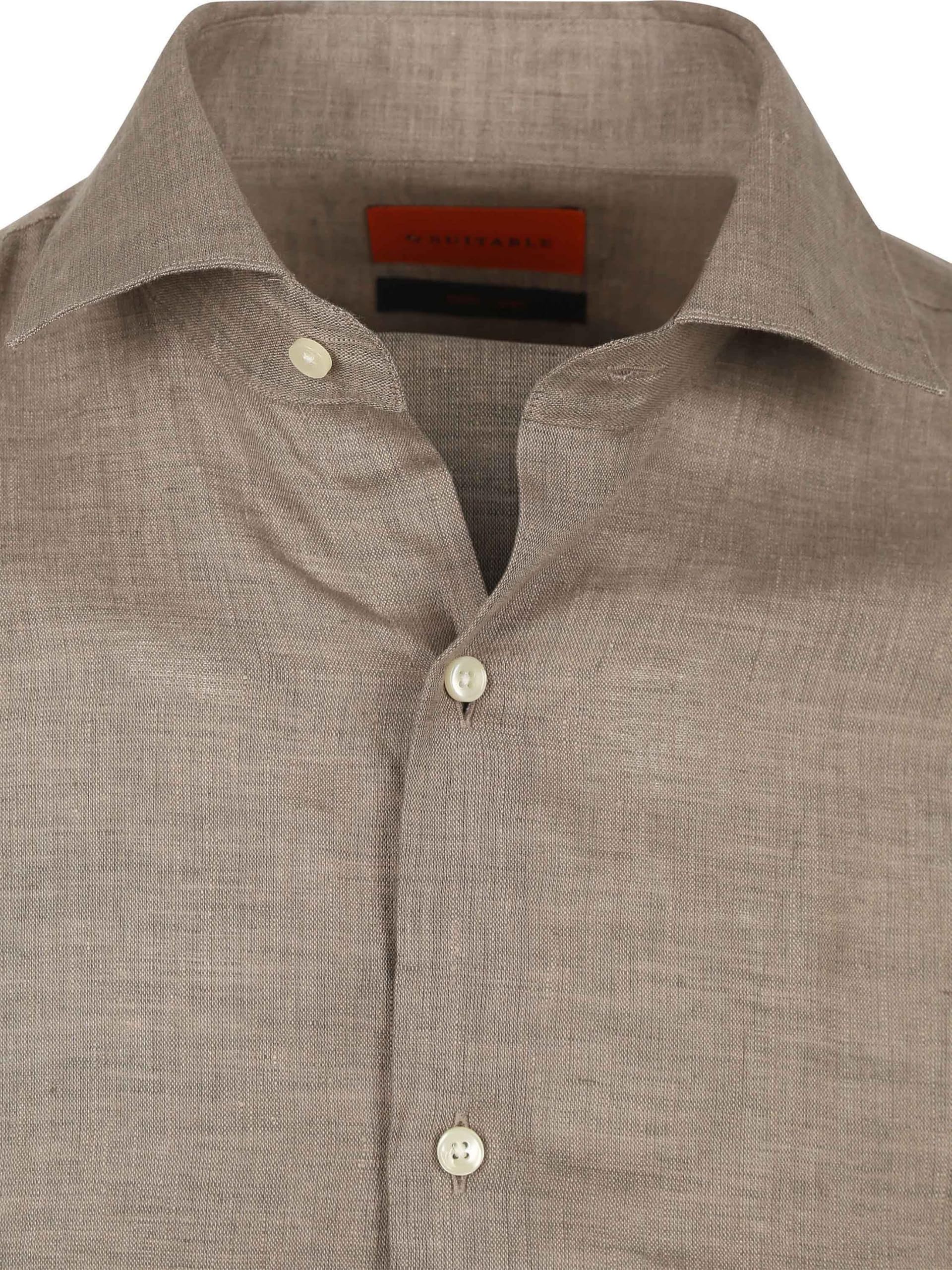 Suitable Camisa Lino - Hombre - Ropa, marrón topo, 43