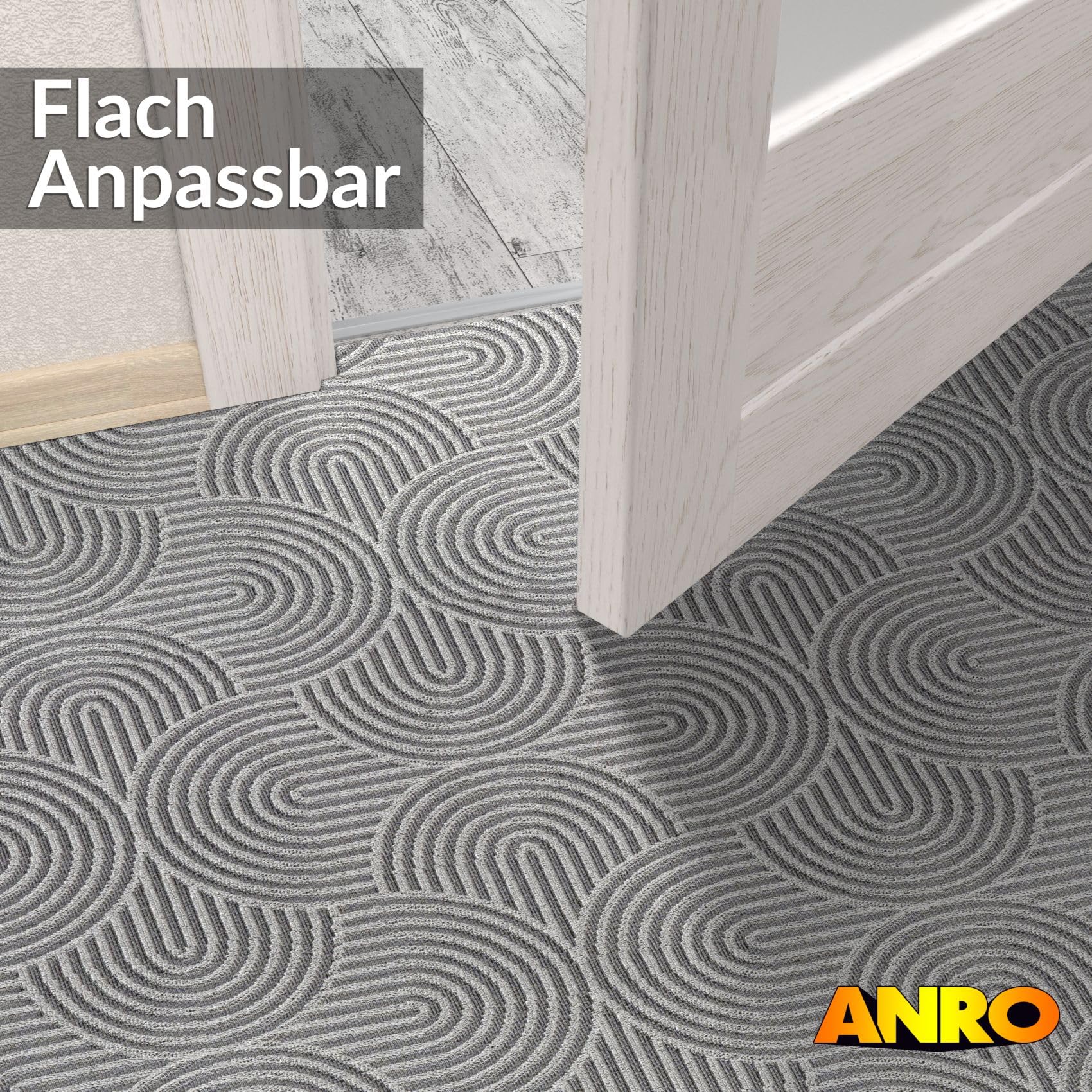 ANRO Läufer Flur Teppich Läufer Küchenteppich Küchenläufer Velours rutschfest waschbar für Küche, Flur, Schlafzimmer Deko Velora 100x200 cm Grau