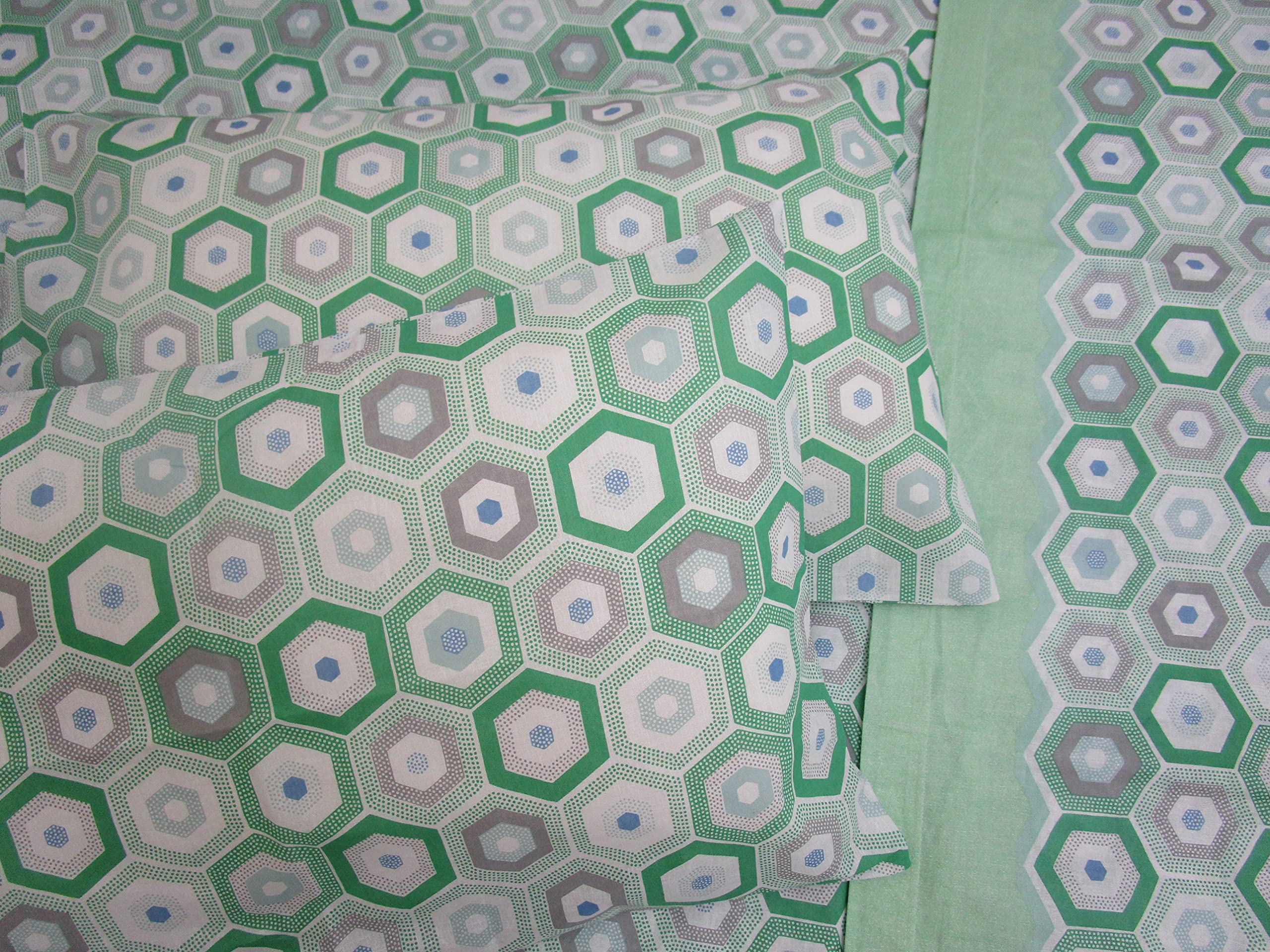 Płacić Mała Pełna Podwójne Łóżko Projekt GEOMETRYCZNY MULTICOLOR 100% Bawełna Z Włókna Naturalnego MADE we Włoszech.Rozmiary MAXI Nowość 2023!!!! (Zielony)