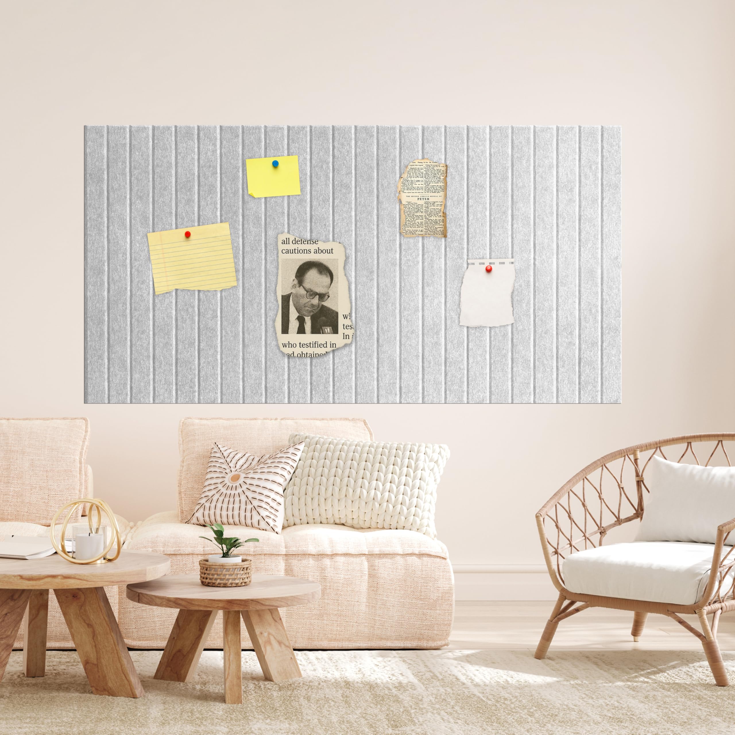 AMIGO Grande plaque en liège de 80 x 60 cm - Tableau d'affichage décoratif,mur en liège fait de feutre -1 cm d'épaisseur -Tableau photo pliable avec ruban adhésif autocollant,Gris clair