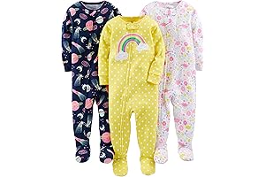 Carter's 3-Pack Snug-Fit Cotton Footed Pajamas for Baby and Toddler Girls (18 Months)
