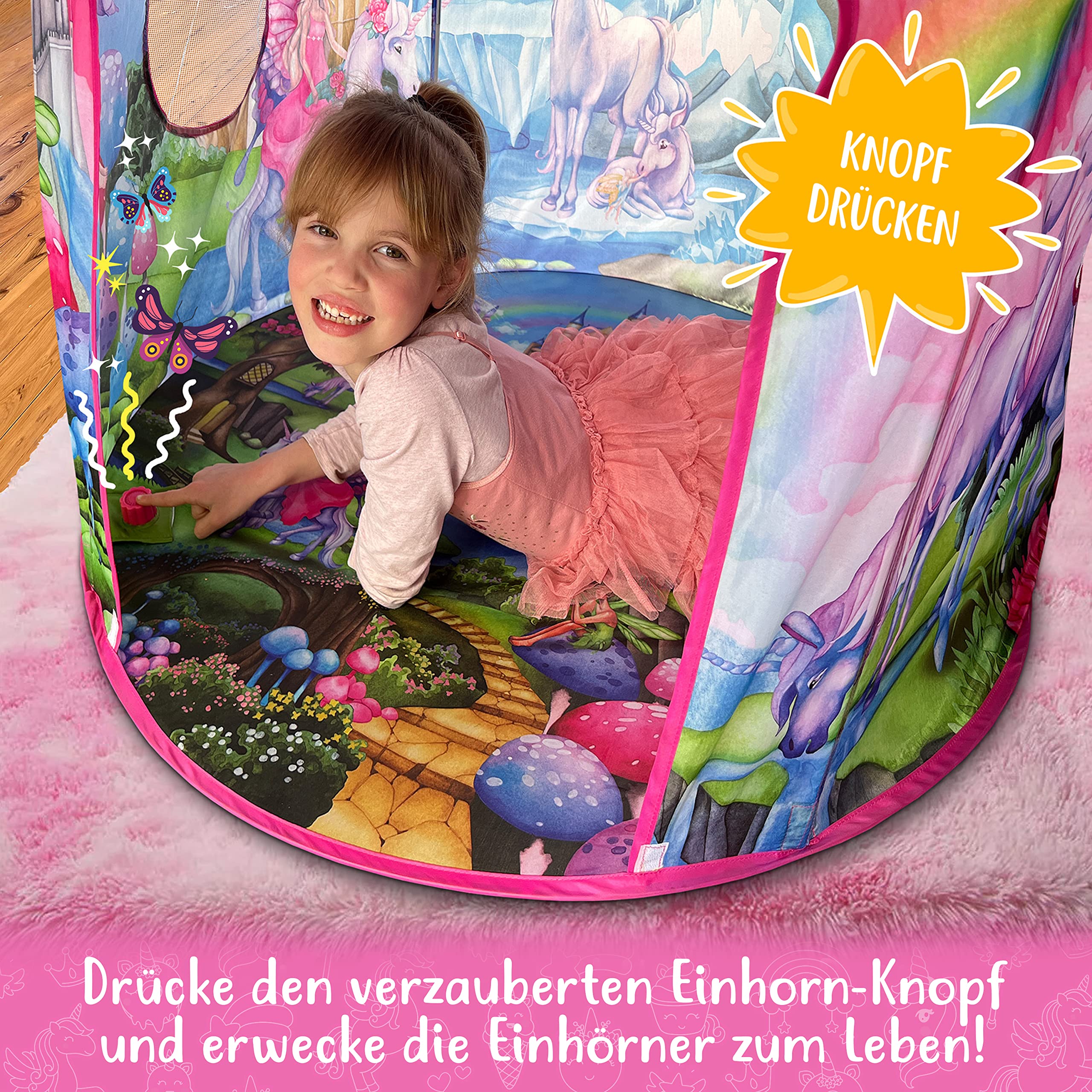 W&O Tenda per Bambini Tema Unicorno con Suoni Magici, Tenda Unicorno Bambina Regalo, Tenda Unicorno Bambina, Tenda Bambini, Tenda Gioco Bambini per Interni ed Esterni, Giochi per Bambini