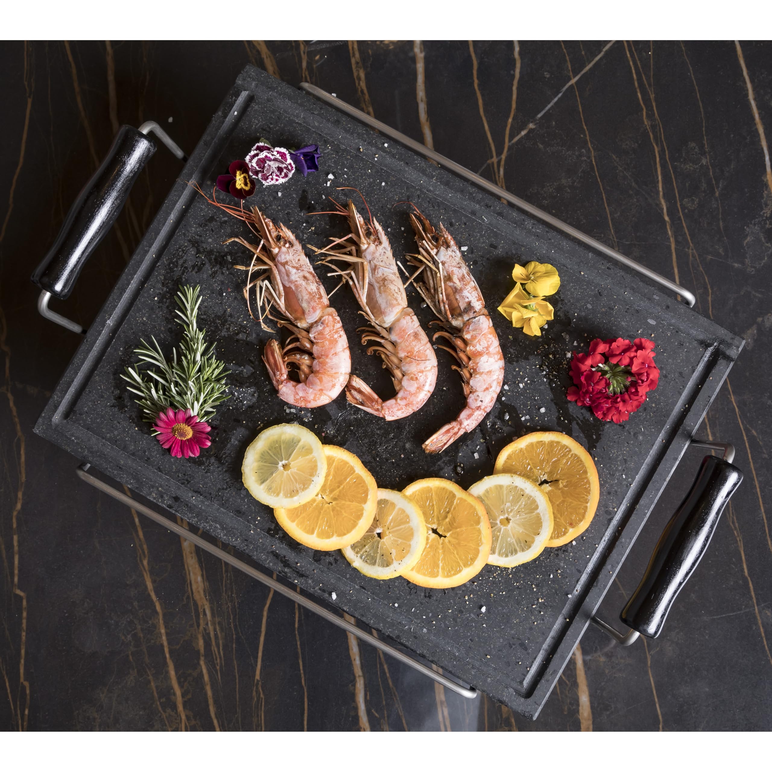 Piastra in Pietra LAVICA Ollare 40x30x2 cm con TELAIO ACCIAIO INOX - Refrattaria dell’Etna per Forno Elettrico & Gas, Barbecue, Bistecchiera per Pizza e Carne