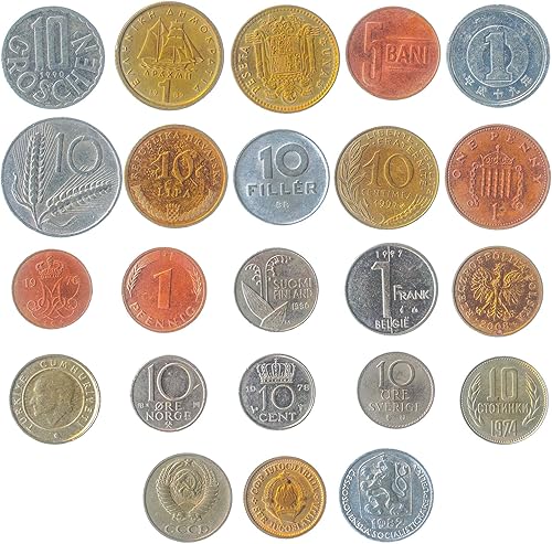 Juego de 23 monedas de 23 países diferentes, lote, monedas coleccionables antiguas