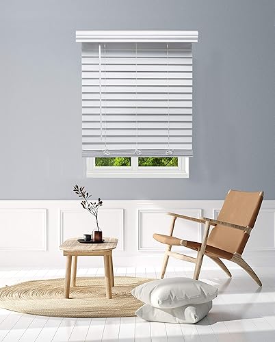 Miniatura 3 de Linen Avenue Persianas de madera sintética blanca personalizables, inalámbricas, de 66 a 71 pulgadas de ancho x 36 pulgadas de alto, montaje exterior