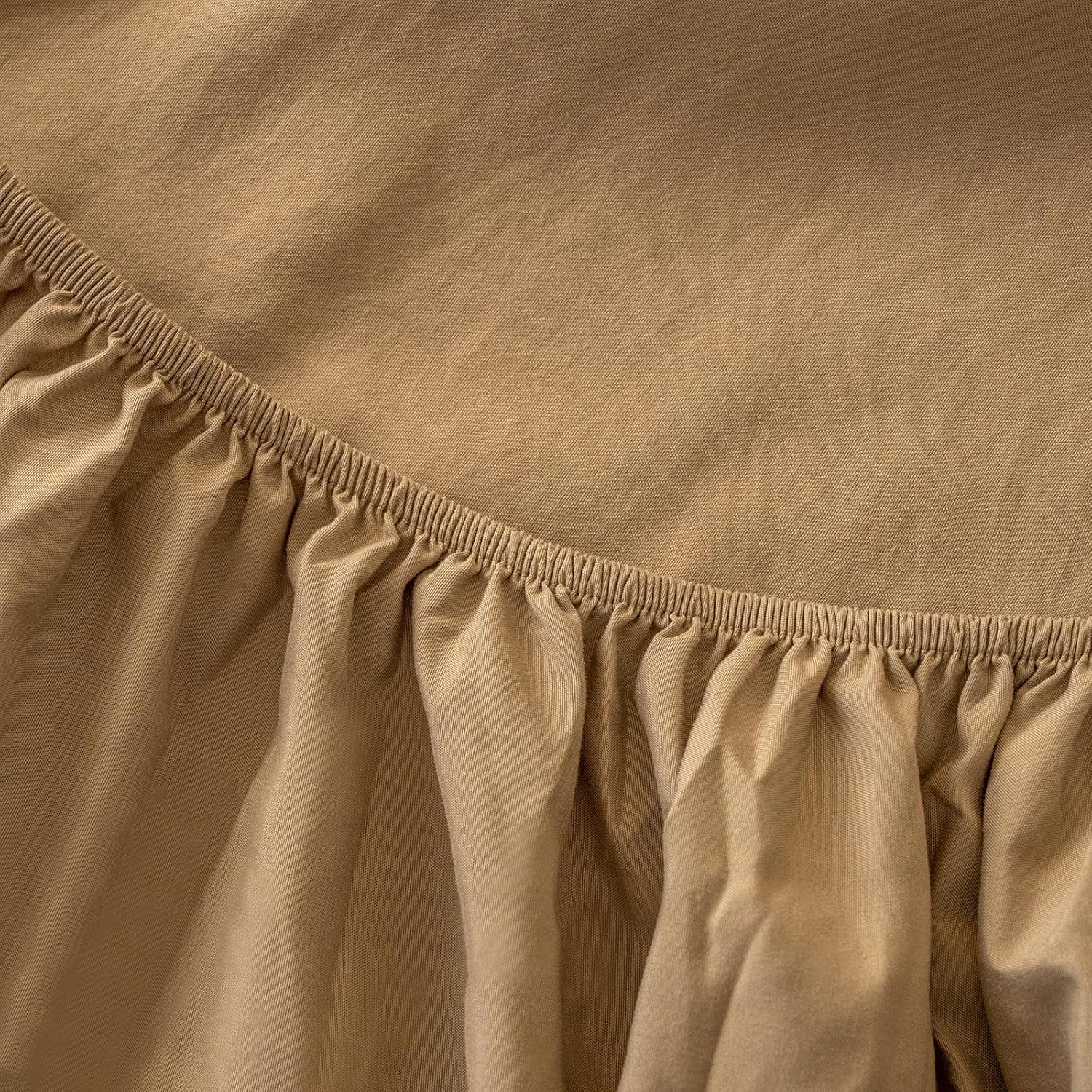 LweiPsqLin Luxury Washed Cotton Fitted Sheet King Size,Bed Sheet Mattress Protector Cover for Women & Men,Deep Pocket with 15'',All Season Cozy Warmth. (Brown, California King)