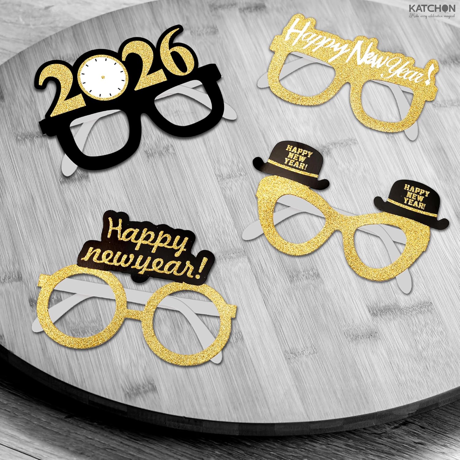 KatchOn, 2026 Glasses New Years - Pack of 12 | Happy New Year Glasses, New Years Eve Party Supplies 2026 | New Years Photo Booth Props, New Years Decorations 2026 | NYE Party Favors, NYE Decorations - Image 3