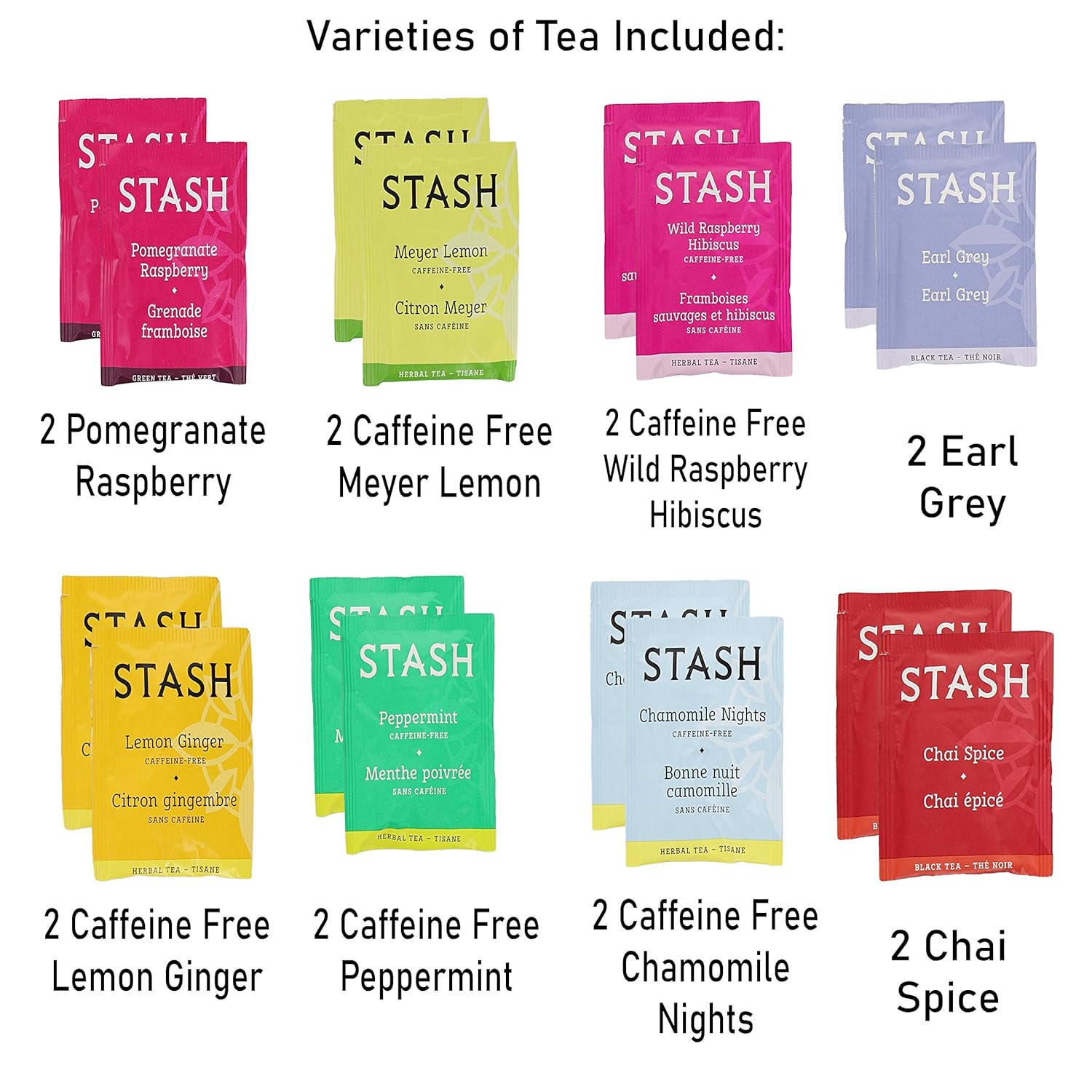 Stash Herbal Tea, Green Tea, and Black Tea Sampler Box - 40 Tea Bags, Assortment of 20 Flavors - Comes with a Premium Penguin Teaspoon and Tea Postcard : Grocery & Gourmet Food