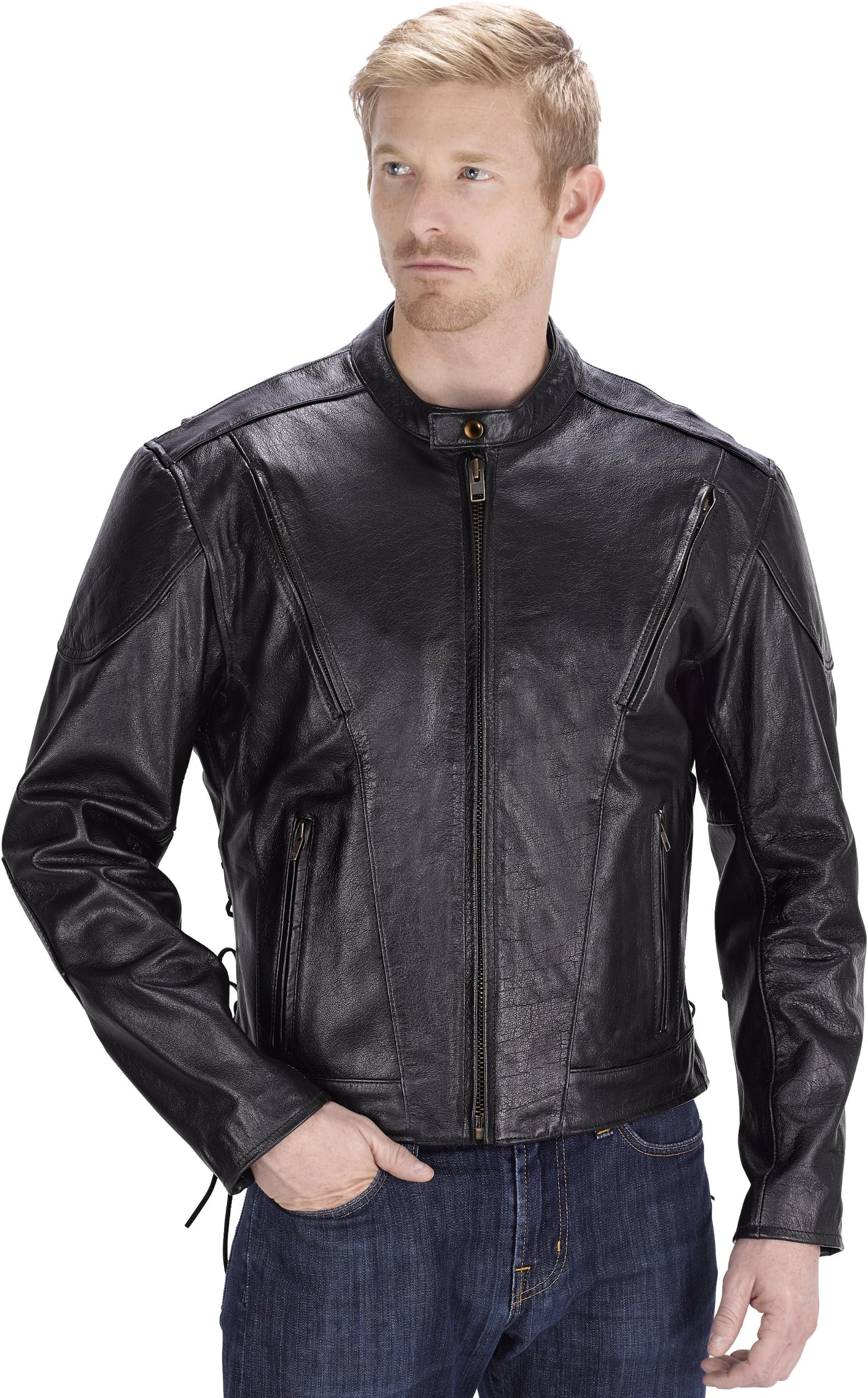 Viking Cycle Warrior Leather Motorcycle Jacket for Men (M)
