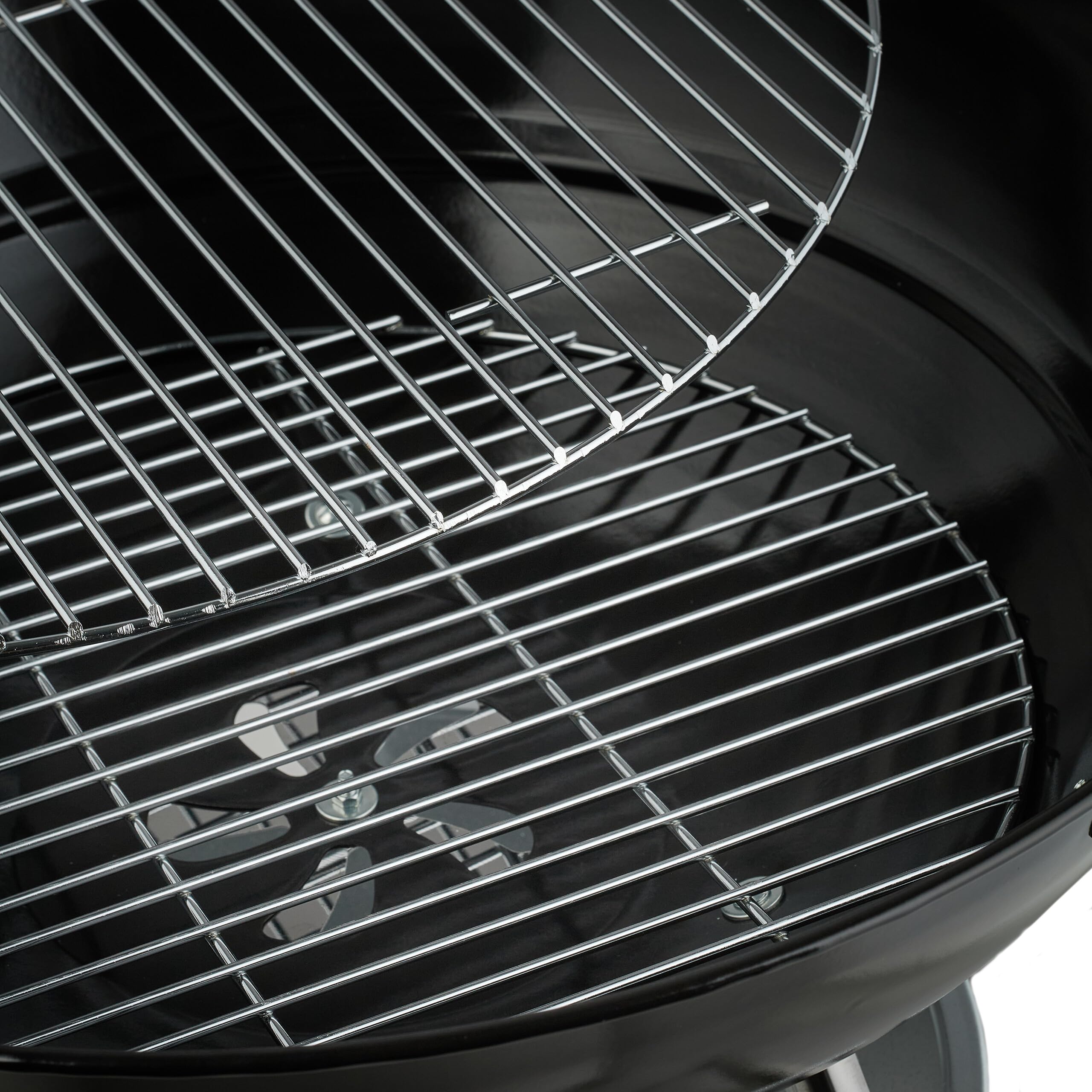 Relaxdays grill kulisty, Ø 54 cm, grill zewnętrzny z kółkami, łapacz popiołu, kratka wentylacyjna, grill na węgiel drzewny, czarny