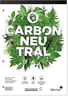 Silvine A4 Carbon Neutral Refill Pad - Lined with Margin, 120 Pages of Premium CO2 Neutral Paper. Ref R301