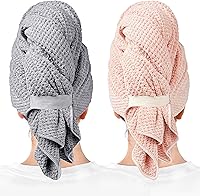 ROLSHOL 2-Pack Large Microfiber Hair Towels for Women - Super Absorbent Quick Dry Wrap, Anti-Frizz Turban for Curly Long Short Hair 27.5x39.4"