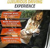 Vista 4 de ZONETECH Fundas de Asiento de Piel de Oveja Peludas Fundas de Asiento de Coche de Lana Merino Australiana Negra Accesorios de Auto de Piel Esponjosa