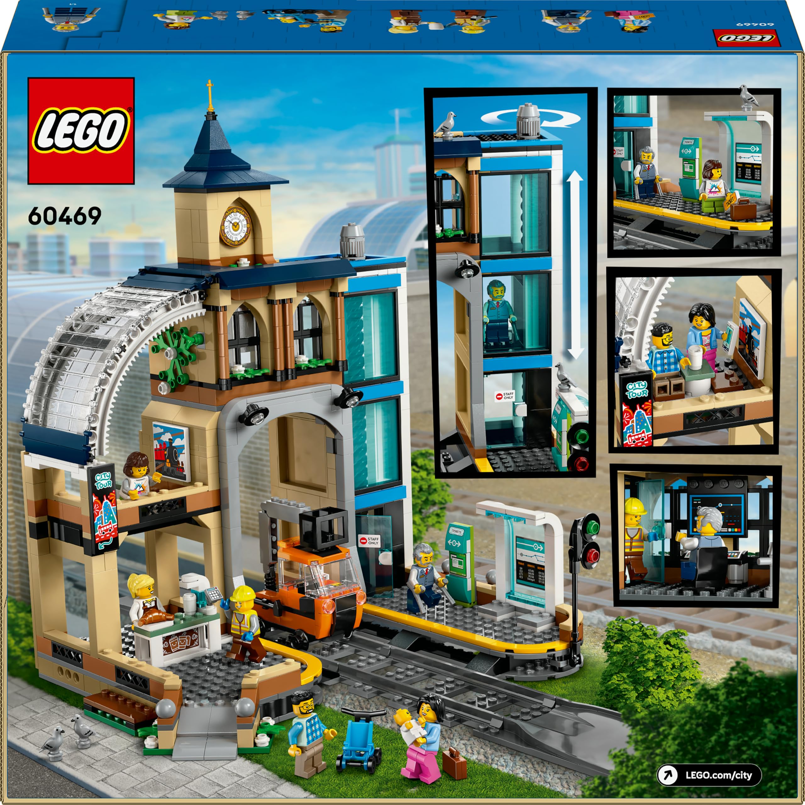 LEGO City La Gare Centrale - Jeu de Construction avec Autorail de Maintenance, Ascenseur Fonctionnel, 2 Quais & 1 Rail - 6 Minifigurines - Cadeau Original pour Garçon ou Fille dès 7 Ans 60469