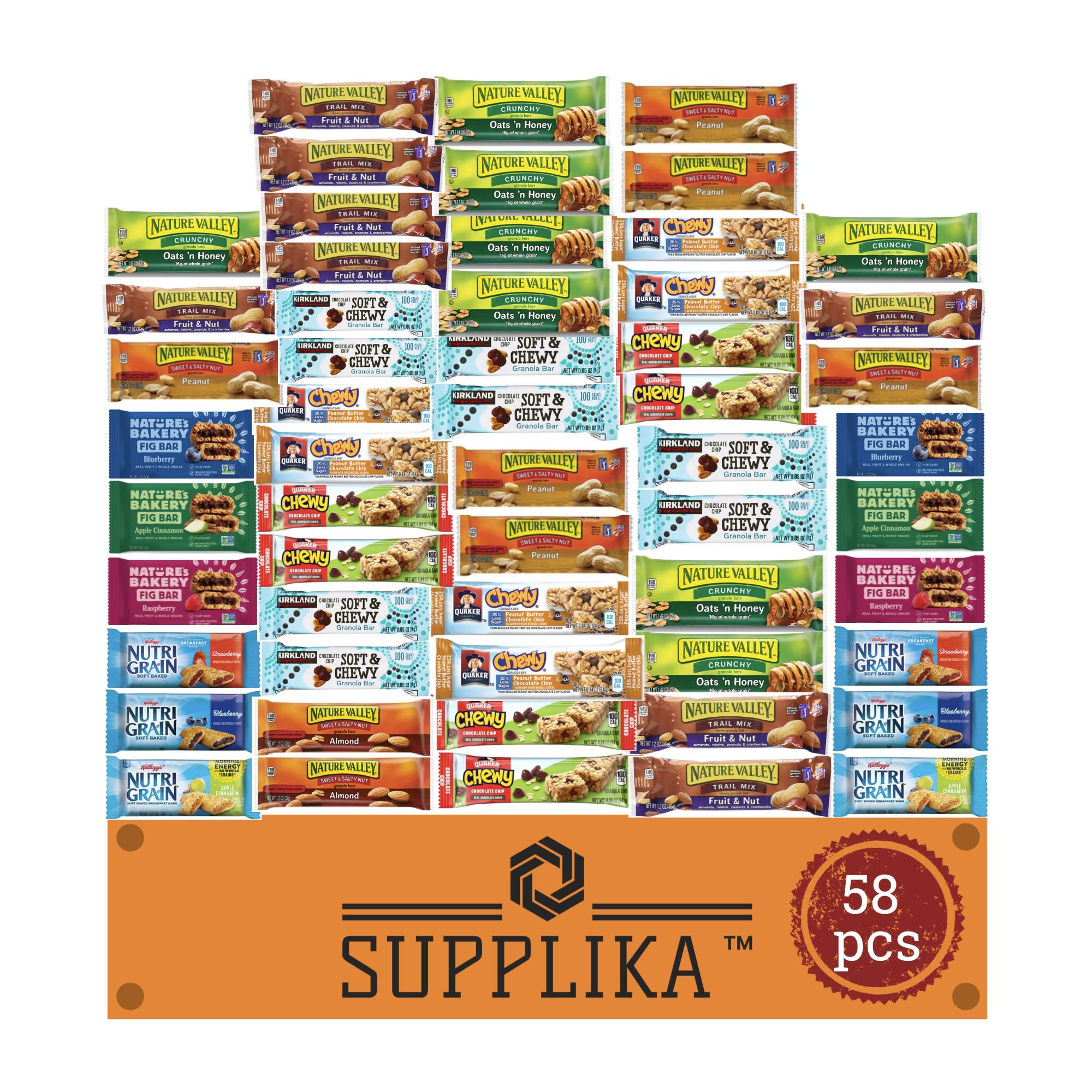 SUPPLIKAHealthy Snacks, (Care Package 58 Count) Healthy Mixed Snack Box & Snacks Gift Variety Pack – Great for Home, Lunches, Work, Grab and Go, Office, Meetings, – Breakfast Bars, Bulk Granola Bars, Snacks |Thanksgiving |Christmas gift